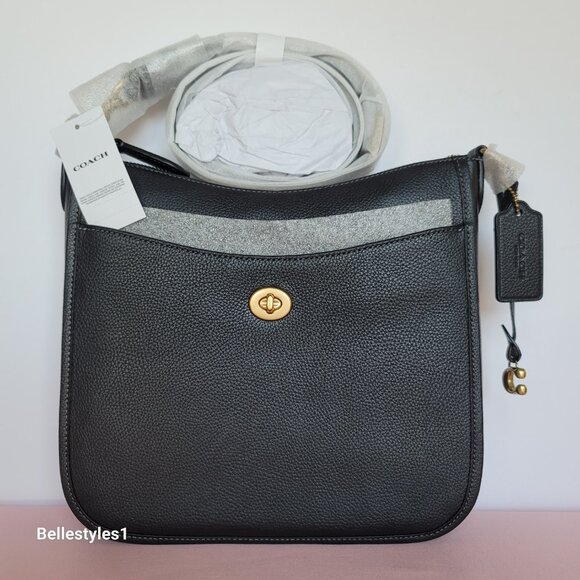 COACH Chaise Pebbled Leather Crossbody Bag- Black color ⭐ - Picture 4 of 16